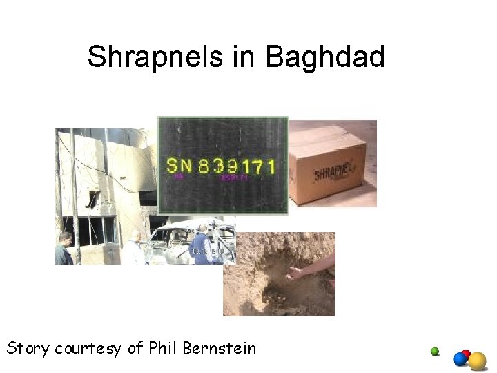 Shrapnels in Baghdad Story courtesy of Phil Bernstein Shrapnels in Baghdad Story courtesy of Phil Bernstein