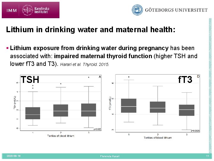 Lithium in drinking water and maternal health: § Lithium exposure from drinking water during