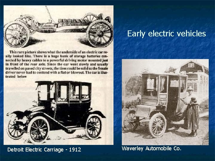 Early electric vehicles Detroit Electric Carriage - 1912 Waverley Automobile Co. 