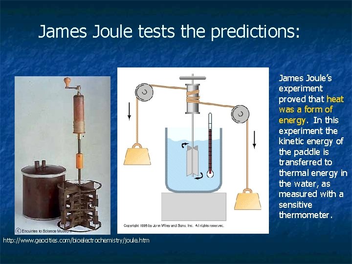 James Joule tests the predictions: James Joule’s experiment proved that heat was a form