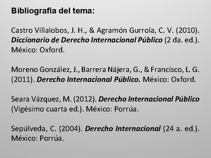 Bibliografía del tema: Castro Villalobos, J. H. , & Agramón Gurrola, C. V. (2010).