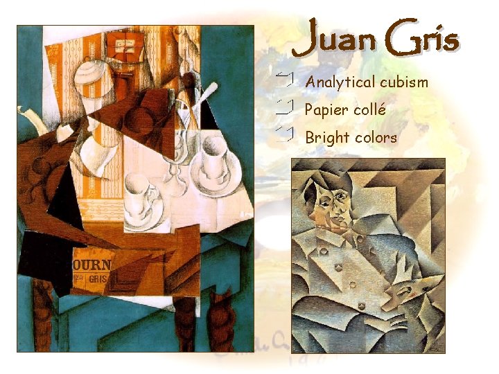 Juan Gris Analytical cubism Papier collé Bright colors 