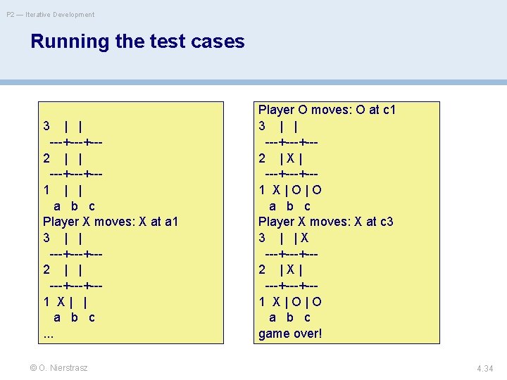 P 2 — Iterative Development Running the test cases 3 | | ---+--2 |