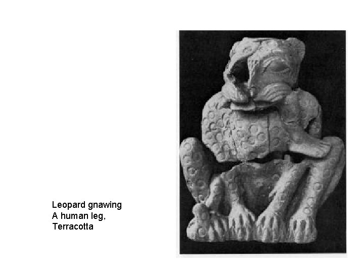 Leopard gnawing A human leg, Terracotta 