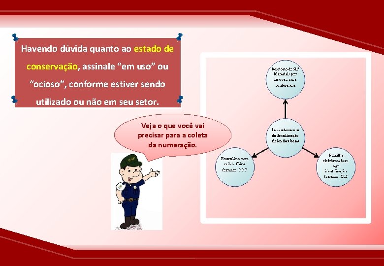 Havendo dúvida quanto ao estado de conservação, assinale “em uso” ou “ocioso”, conforme estiver