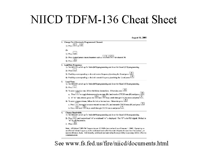 NIICD TDFM-136 Cheat Sheet See www. fs. fed. us/fire/niicd/documents. html 