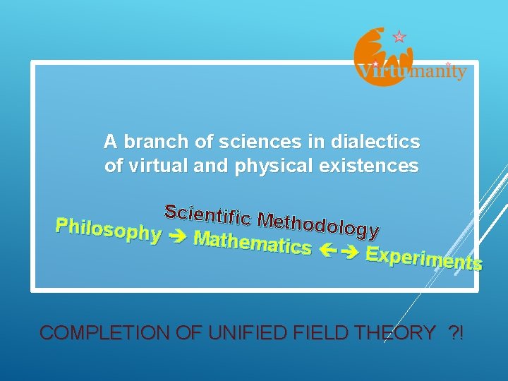 A branch of sciences in dialectics of virtual and physical existences Scientific M ethodology