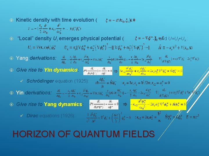  Kinetic density with time evolution ( ): “Local” density Ul emerges physical potential