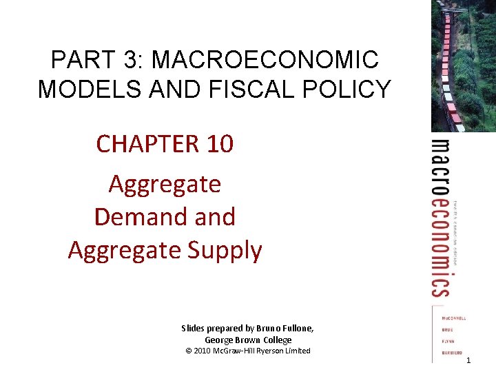 PART 3: MACROECONOMIC MODELS AND FISCAL POLICY CHAPTER 10 Aggregate Demand Aggregate Supply Slides