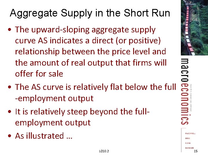 Aggregate Supply in the Short Run • The upward-sloping aggregate supply curve AS indicates