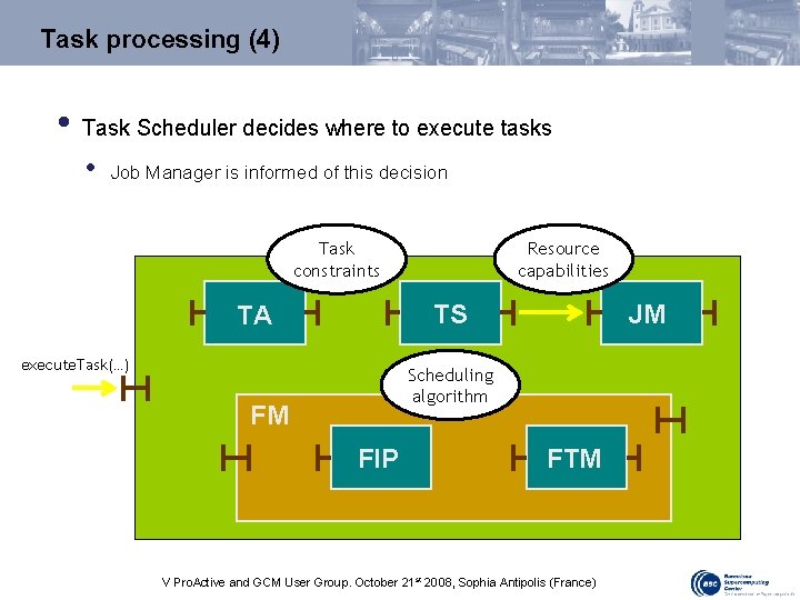 Task processing (4) • Task Scheduler decides where to execute tasks • Job Manager