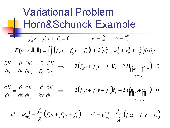 Variational Problem Horn&Schunck Example 