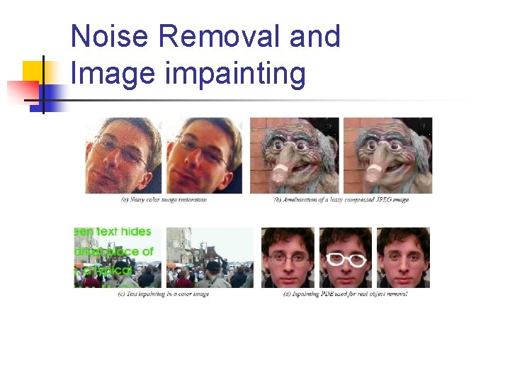 Noise Removal and Image impainting 