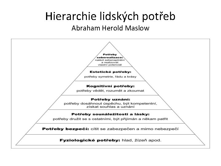 Hierarchie lidských potřeb Abraham Herold Maslow 