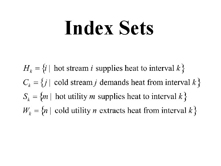 Index Sets 