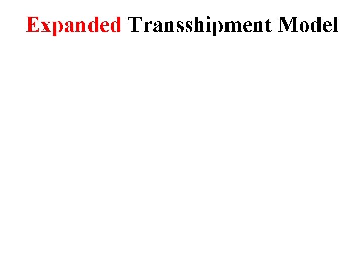 Expanded Transshipment Model 