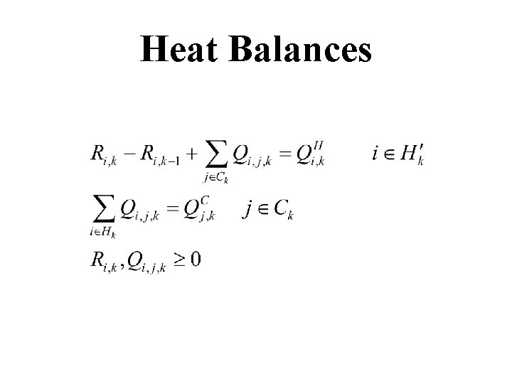 Heat Balances 