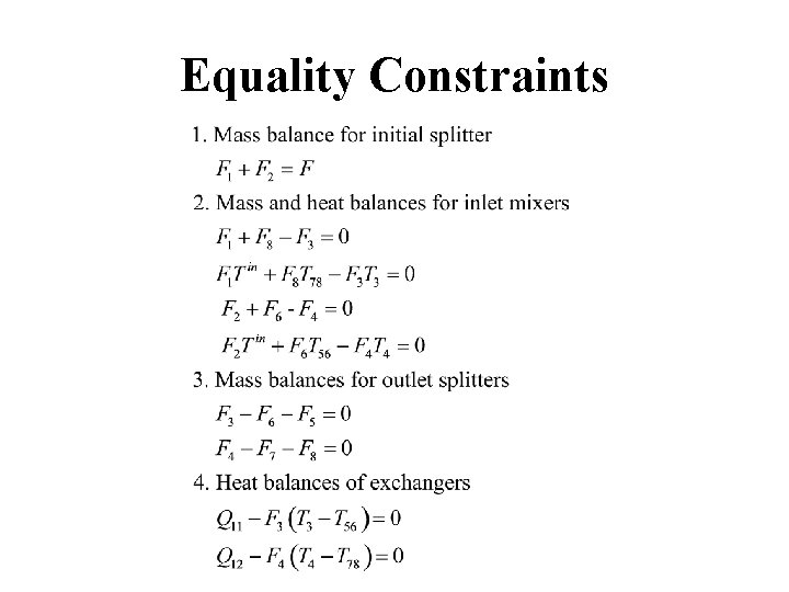 Equality Constraints 