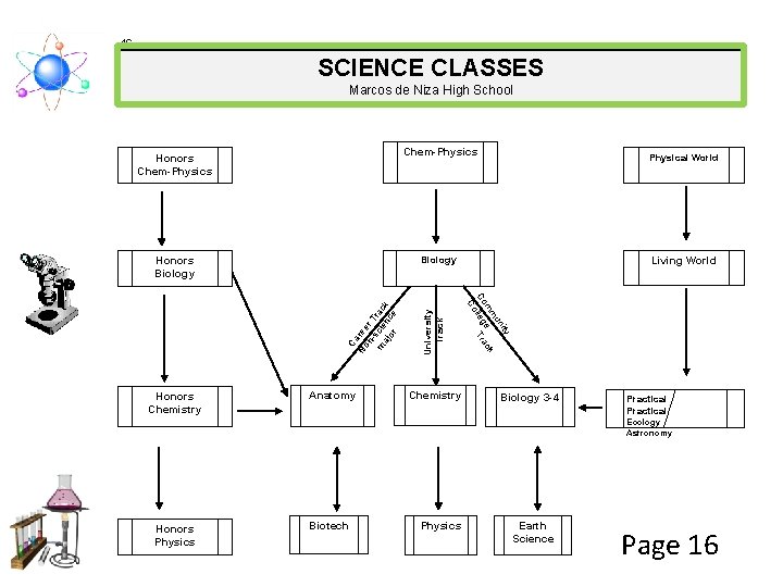 16 SCIENCE CLASSES Marcos de Niza High School Honors Chemistry Anatomy Physical World Biology