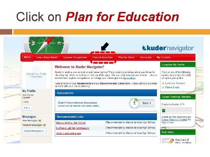 Click on Plan for Education 