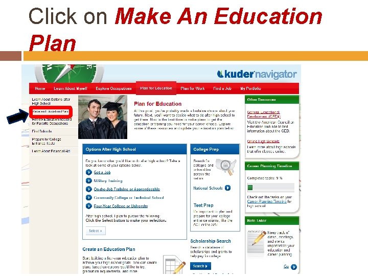 Click on Make An Education Plan 