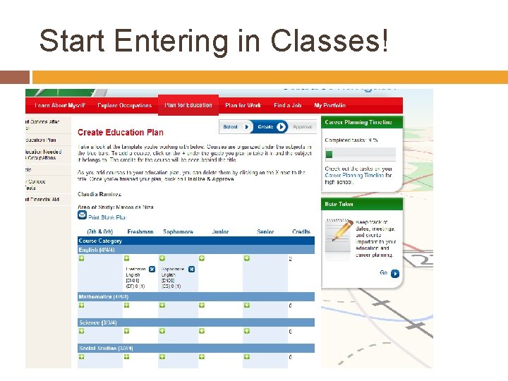 Start Entering in Classes! 