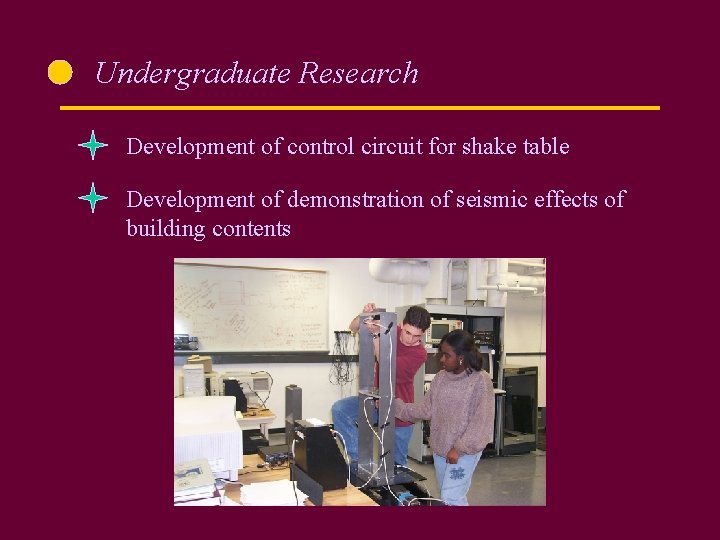 Undergraduate Research Development of control circuit for shake table Development of demonstration of seismic