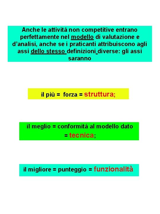 Anche le attività non competitive entrano perfettamente nel modello di valutazione e d’analisi, anche