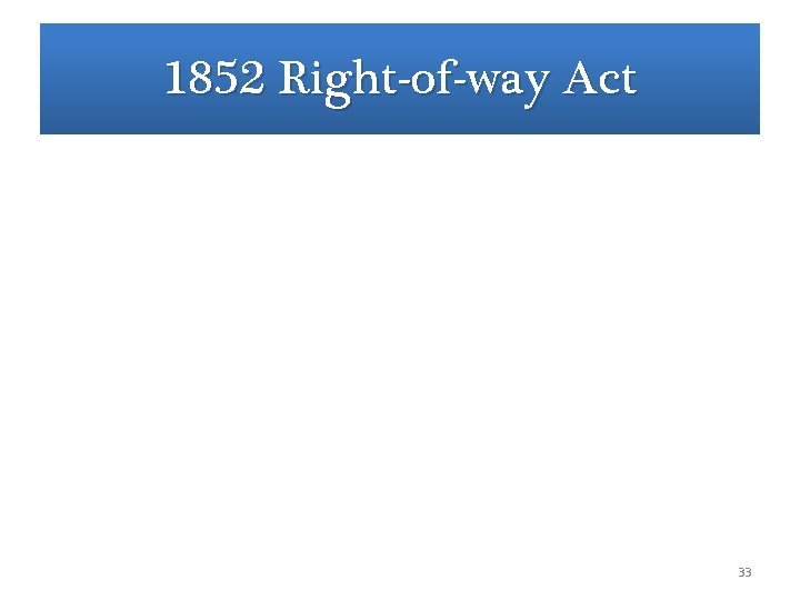 1852 Right-of-way Act 33 1852 Right-of-way Act 33