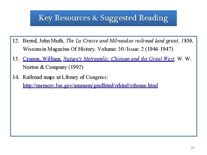 Key Resources & Suggested Reading 12. Bernd, John Muth, The La Crosse and Milwaukee Key Resources & Suggested Reading 12. Bernd, John Muth, The La Crosse and Milwaukee