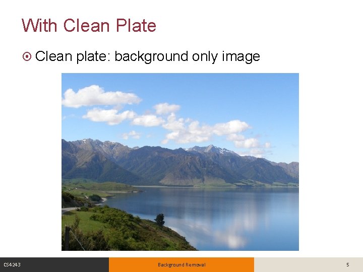 With Clean Plate Clean CS 4243 plate: background only image Background Removal 5 