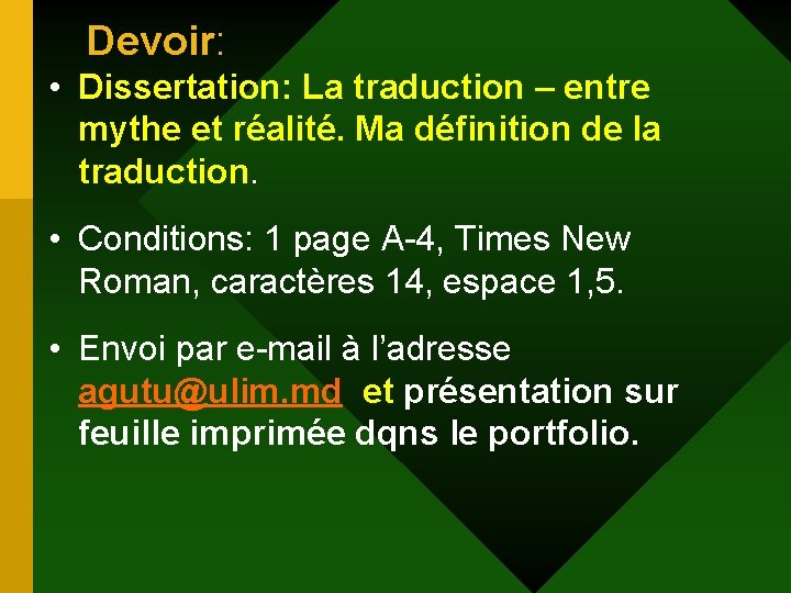 Devoir: • Dissertation: La traduction – entre mythe et réalité. Ma définition de la Devoir: • Dissertation: La traduction – entre mythe et réalité. Ma définition de la