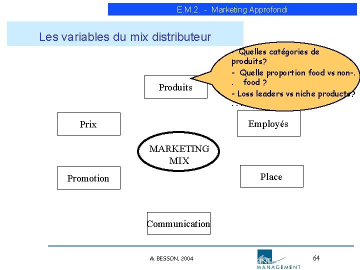 E. M. 2. - Marketing Approfondi Les variables du mix distributeur Produits - Quelles E. M. 2. - Marketing Approfondi Les variables du mix distributeur Produits - Quelles