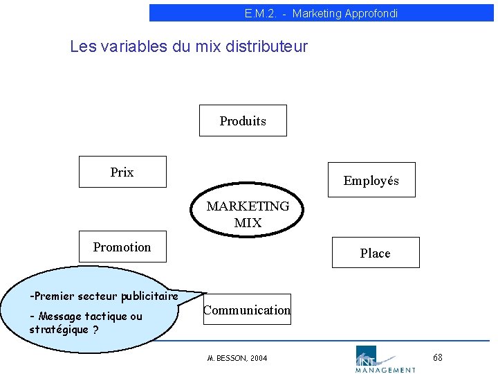 E. M. 2. - Marketing Approfondi Les variables du mix distributeur Produits Prix Employés E. M. 2. - Marketing Approfondi Les variables du mix distributeur Produits Prix Employés