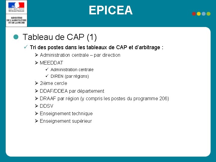 EPICEA Tableau de CAP (1) Tri des postes dans les tableaux de CAP et