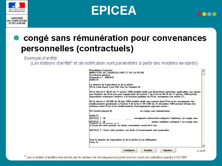 EPICEA congé sans rémunération pour convenances personnelles (contractuels) Exemple d’arrêté (Les éditions d’arrêté* et