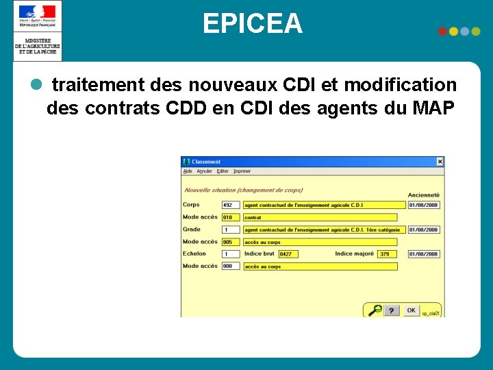 EPICEA traitement des nouveaux CDI et modification des contrats CDD en CDI des agents