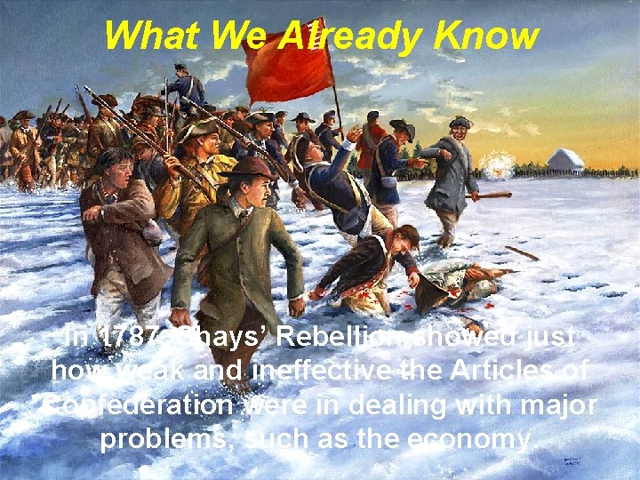 What We Already Know In 1787, Shays’ Rebellion showed just how weak and ineffective