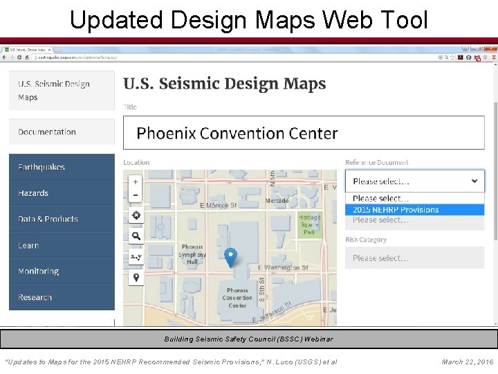 Updated Design Maps Web Tool Building Seismic Safety Council (BSSC) Webinar EERI Seminar on