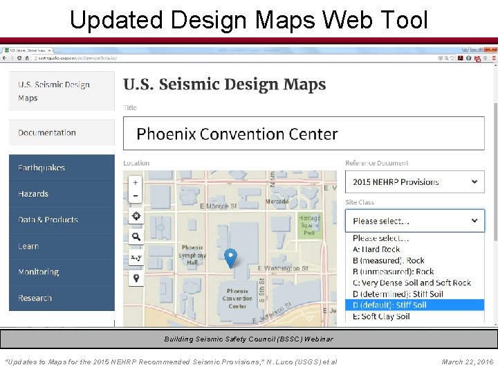 Updated Design Maps Web Tool Building Seismic Safety Council (BSSC) Webinar EERI Seminar on
