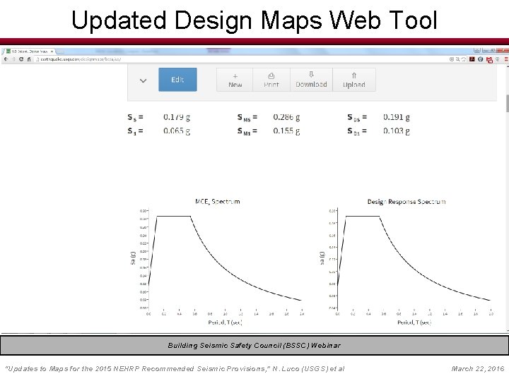 Updated Design Maps Web Tool Building Seismic Safety Council (BSSC) Webinar EERI Seminar on