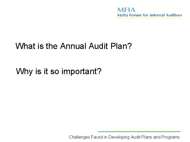 What is the Annual Audit Plan? Why is it so important? Challenges Faced in
