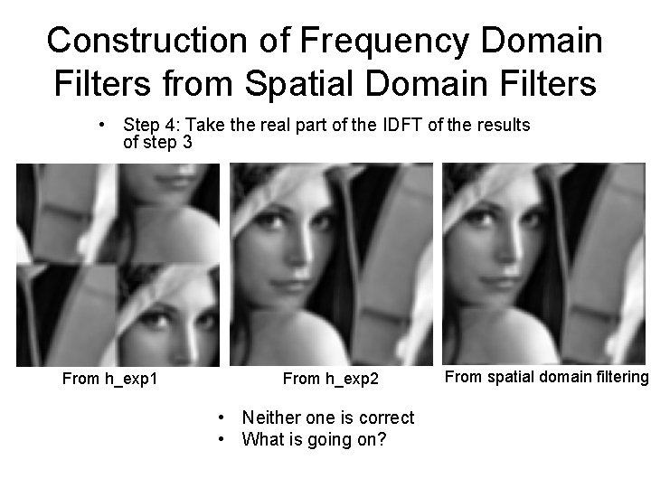 Construction of Frequency Domain Filters from Spatial Domain Filters • Step 4: Take the