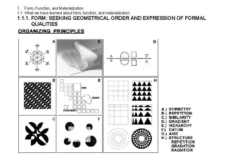 1. Form, Function, and Materialization 1. 1. What we have learned about form, function,