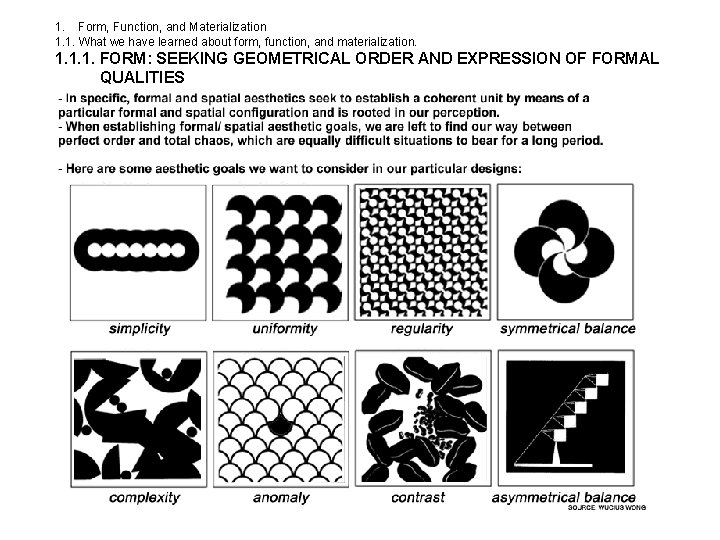 1. Form, Function, and Materialization 1. 1. What we have learned about form, function,