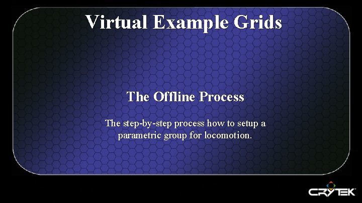 Virtual Example Grids The Offline Process The step-by-step process how to setup a parametric