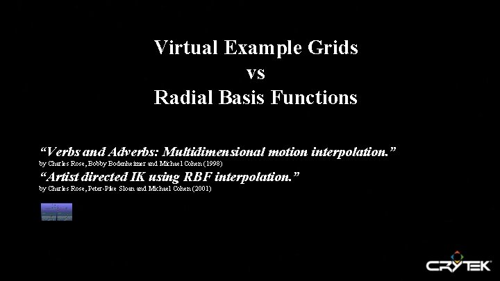 Virtual Example Grids vs Radial Basis Functions “Verbs and Adverbs: Multidimensional motion interpolation. ”