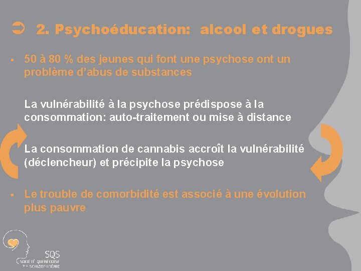 Ü § 2. Psychoéducation: alcool et drogues 50 à 80 % des jeunes qui