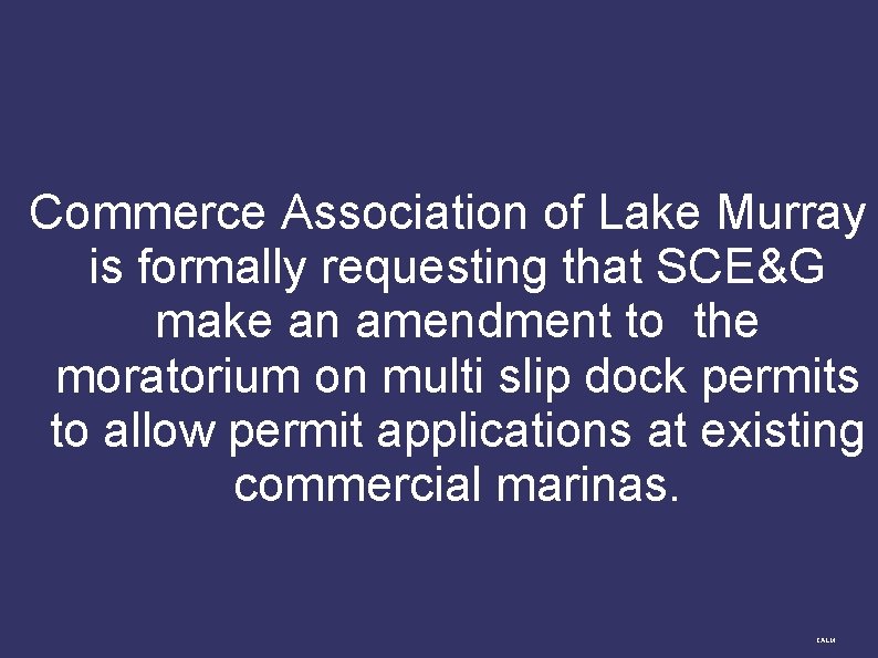 Commerce Association of Lake Murray is formally requesting that SCE&G make an amendment to