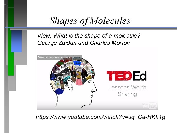 Shapes of Molecules View: What is the shape of a molecule? George Zaidan and